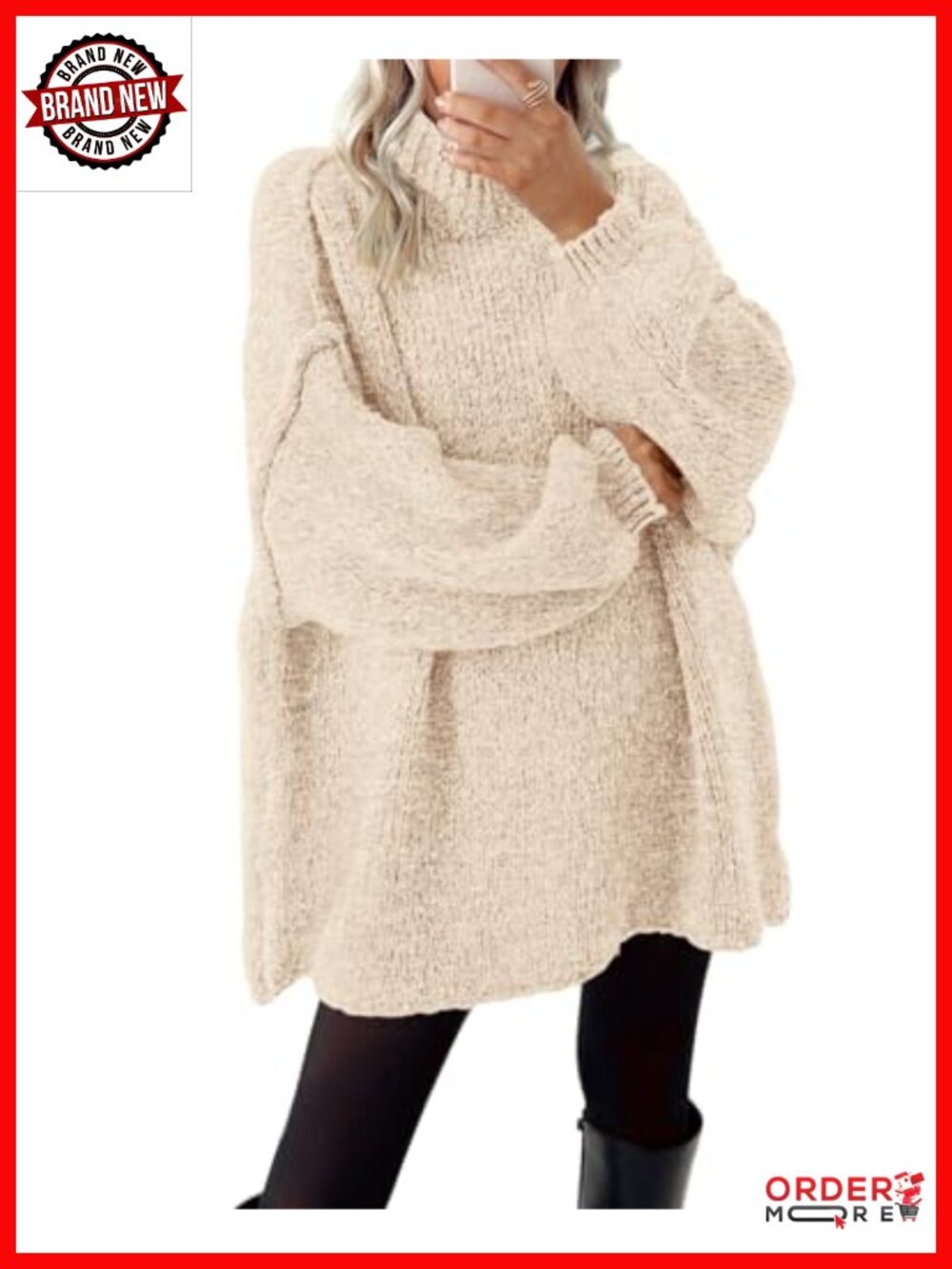 Mock Neck Cable Knit Oversized Pullover Sweater Women Long Sleeve